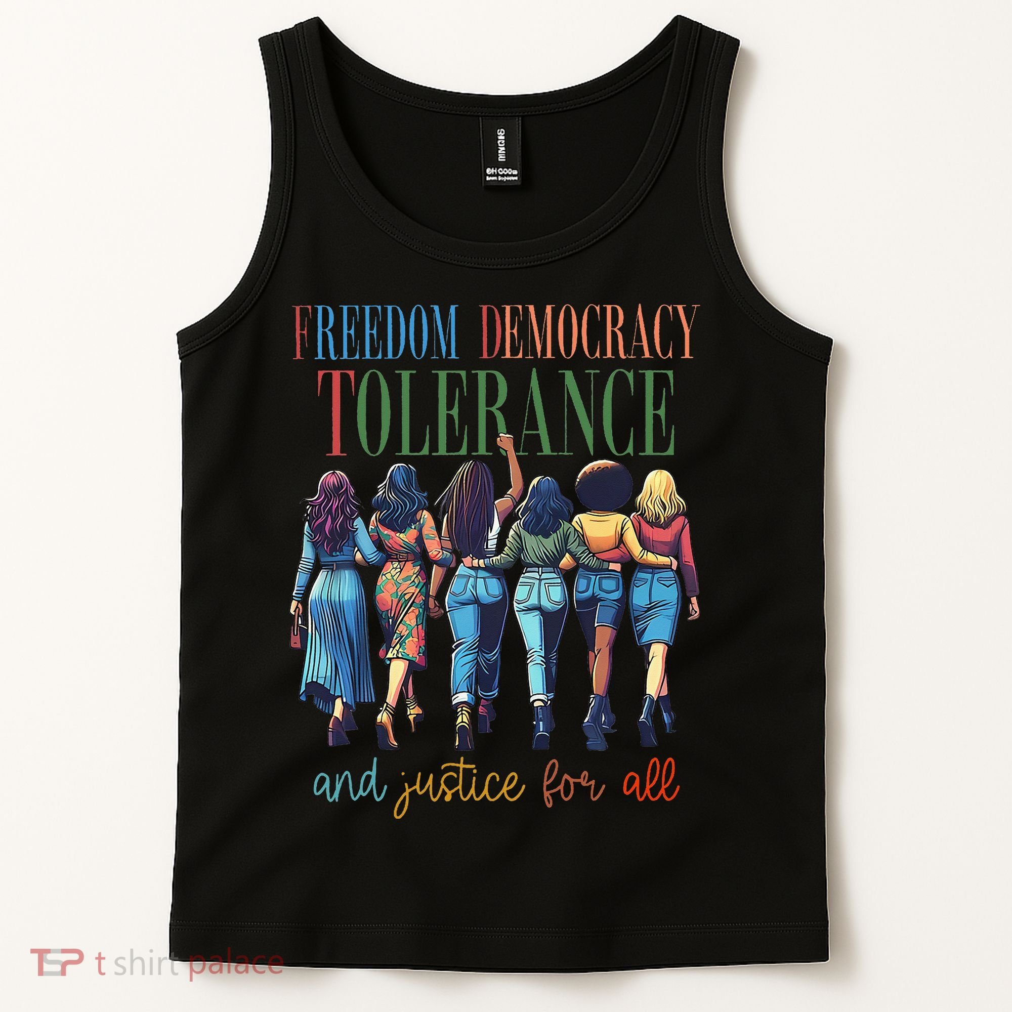 Freedom Democracy Tolerance And Justice For All Hands Off Tank Top