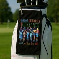 Freedom Democracy Tolerance And Justice For All Hands Off Golf Towel thumb 2