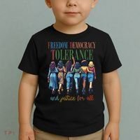 Freedom Democracy Tolerance And Justice For All Hands Off Toddler T-Shirt thumb 2