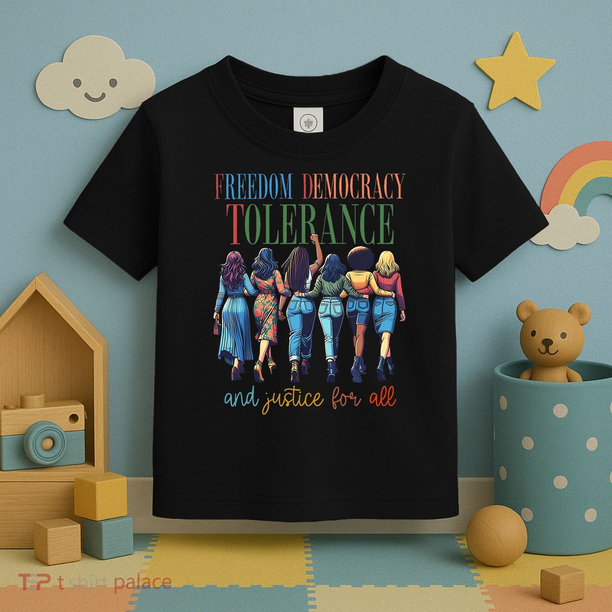 Freedom Democracy Tolerance And Justice For All Hands Off Toddler T-Shirt