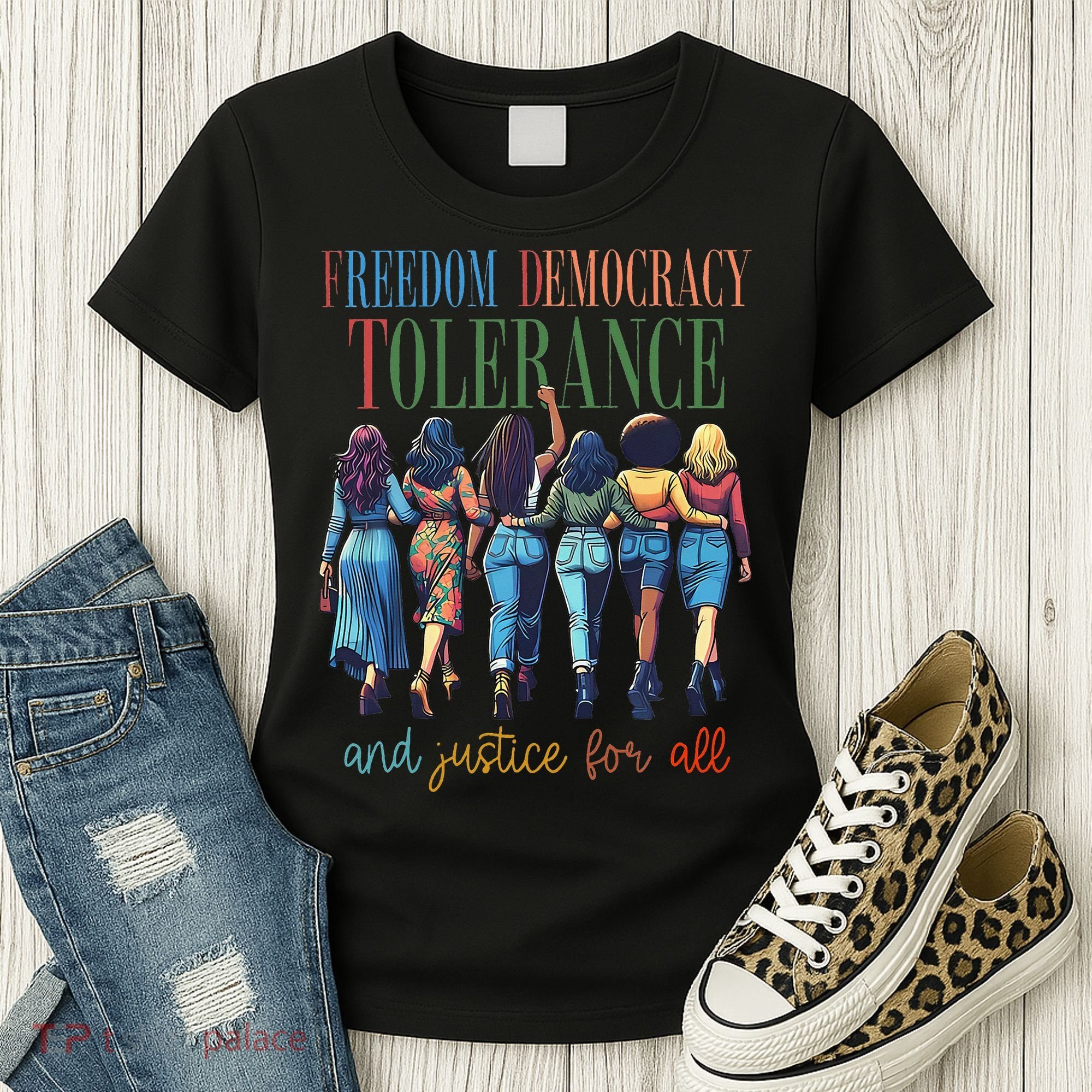 Freedom Democracy Tolerance And Justice For All Hands Off Women's T-Shirt