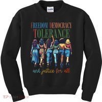 Freedom Democracy Tolerance And Justice For All Hands Off Kids Sweatshirt thumb 0