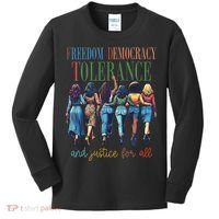 Freedom Democracy Tolerance And Justice For All Hands Off Kids Long Sleeve Shirt thumb 0