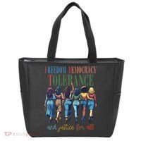 Freedom Democracy Tolerance And Justice For All Hands Off Tote Bag thumb 0