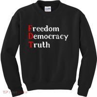 Freedom Democracy & Truth Foxtrots Deltas Tangos Resist Kids Sweatshirt thumb 0