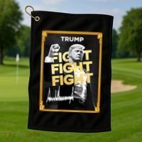 Fight Donald Trump Meme Coin Crypto President Golf Towel thumb 1