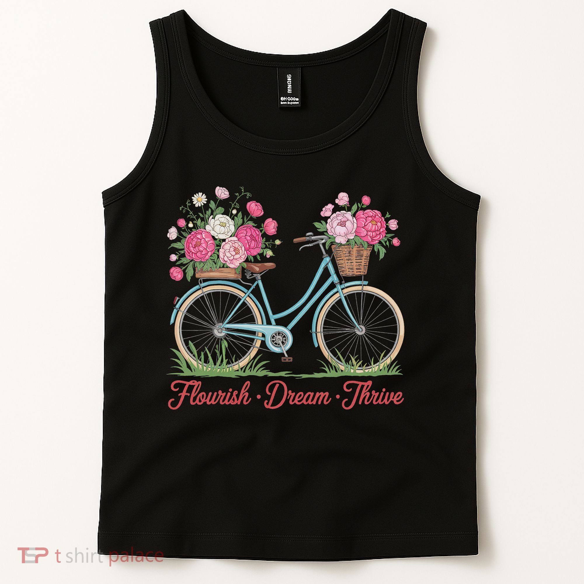 Flourish Dream Thrive Floral Bike Subtle 8647 Trump Resist Tank Top
