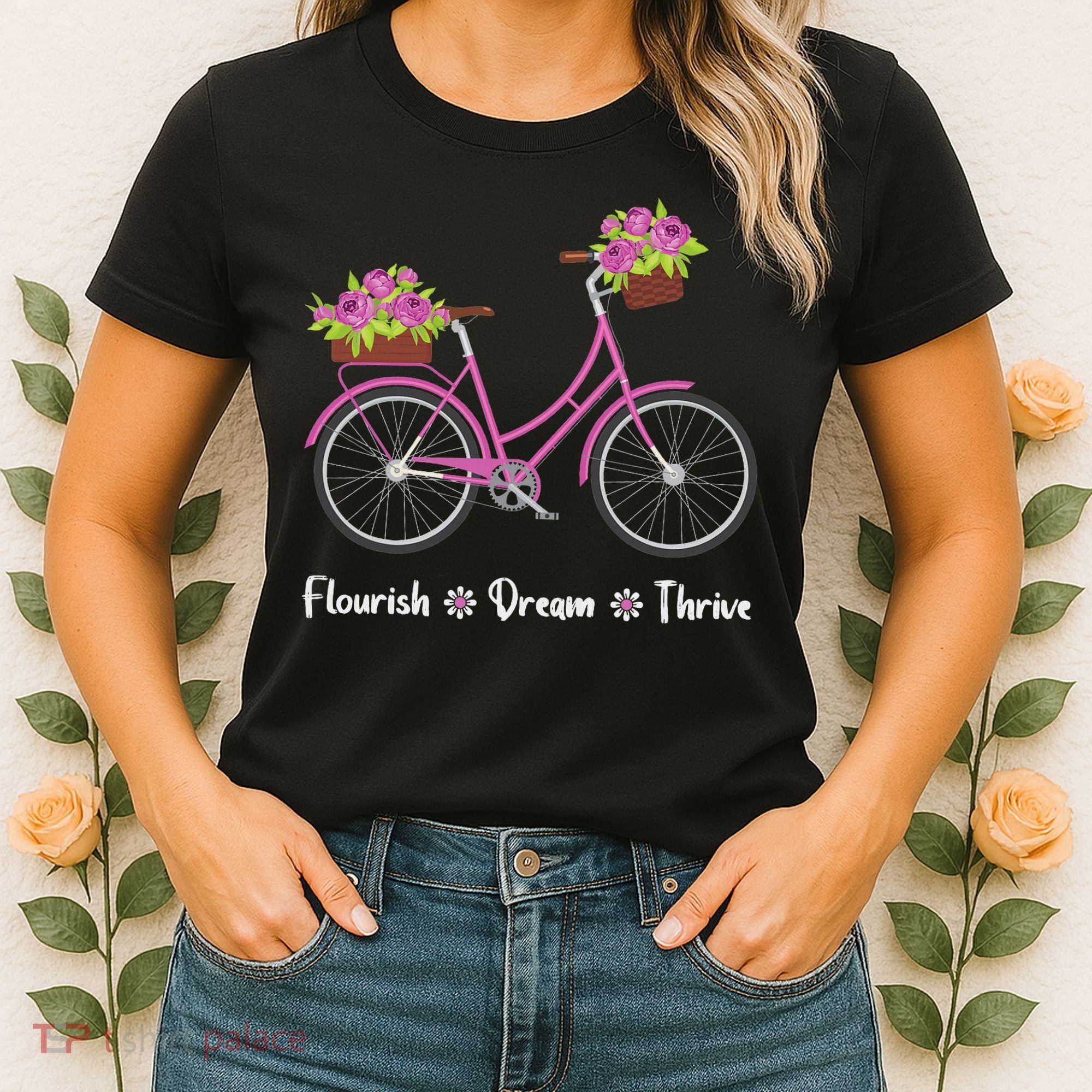 Flourish Dream Thrive Floral Bike Bicycle Subtle 8647 Trump Women's T-Shirt