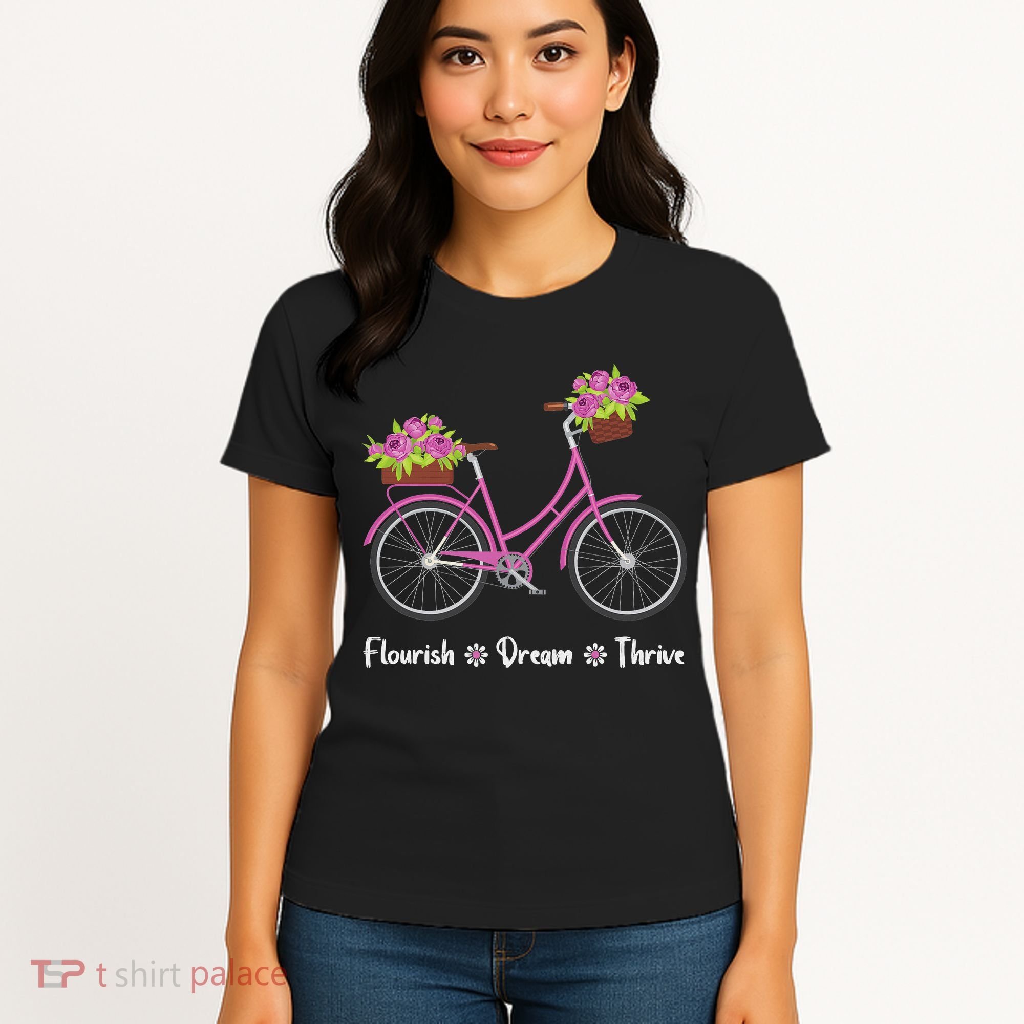 Flourish Dream Thrive Floral Bike Bicycle Subtle 8647 Trump Women's T-Shirt