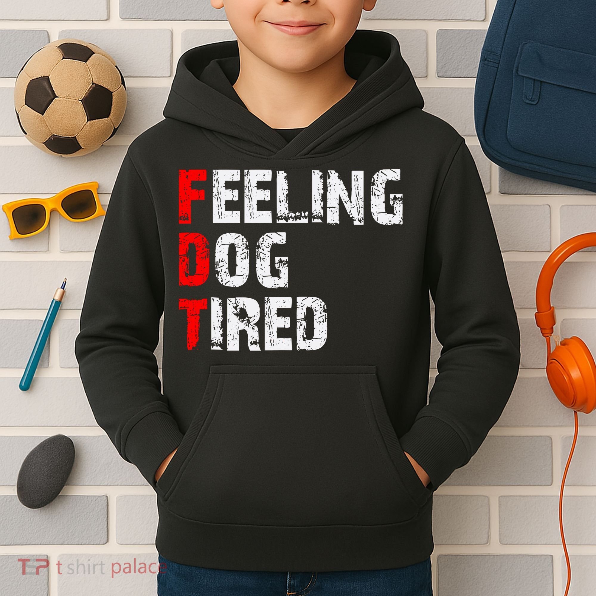 Feeling Dog Tired Fdt Anti Trump Kids Hoodie