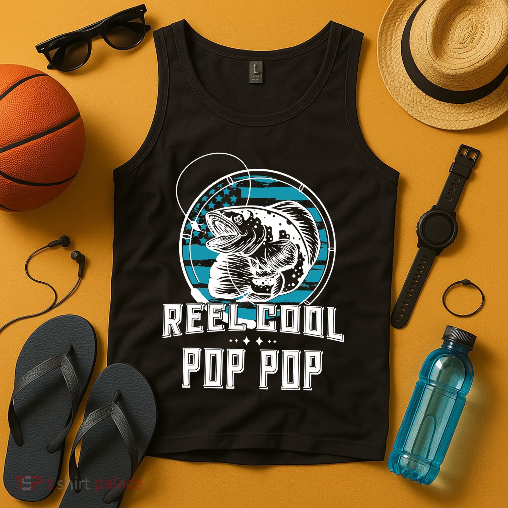 Fathers Day Tee Reel Cool Pop Pop Fishing Tank Top