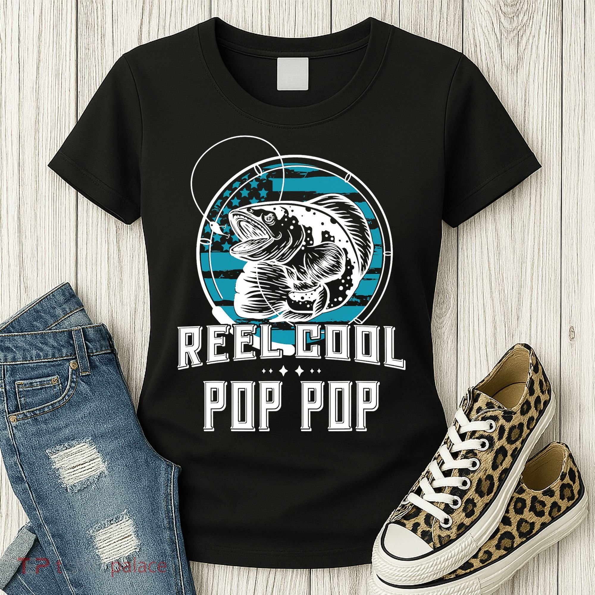 Fathers Day Tee Reel Cool Pop Pop Fishing Women's T-Shirt