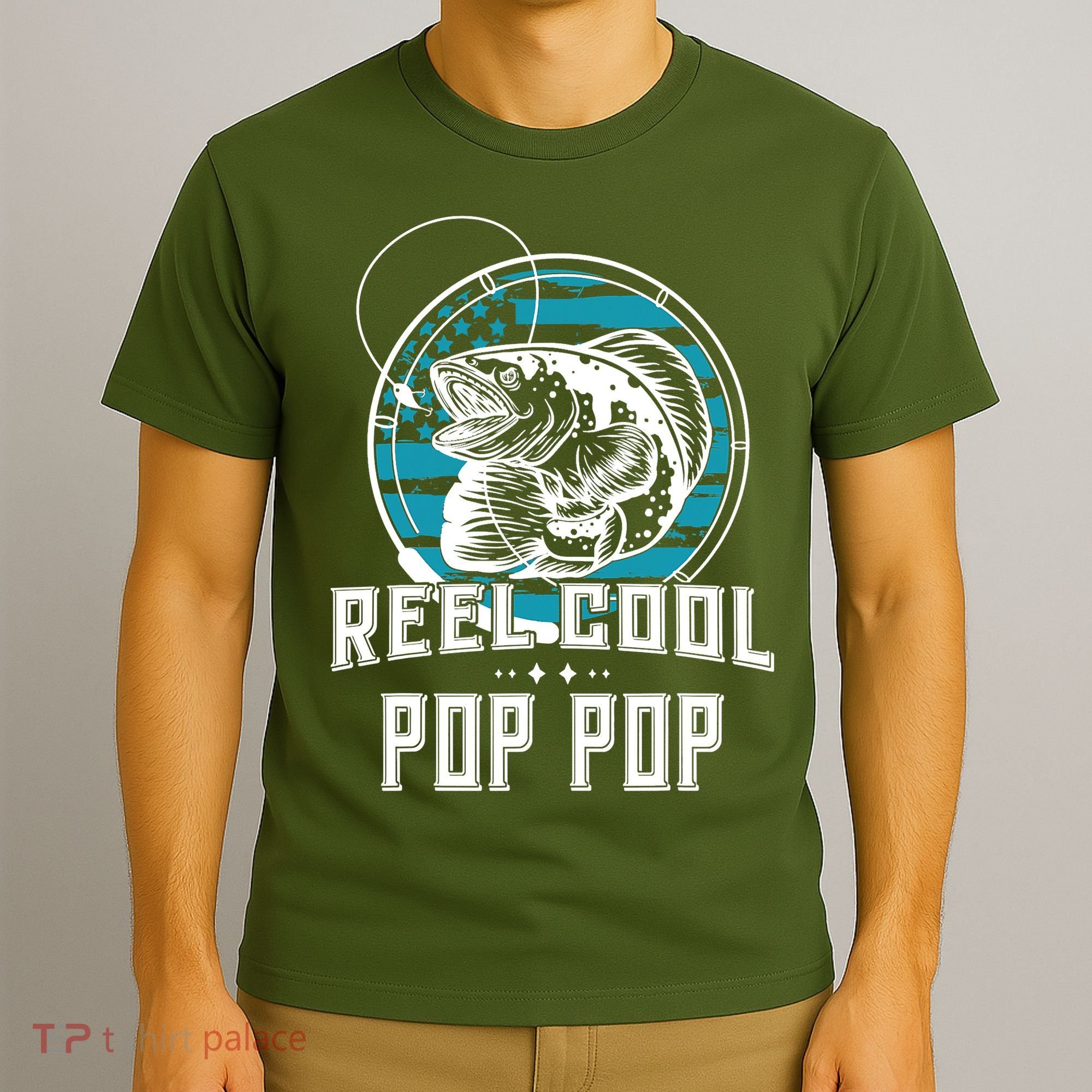 Fathers Day Tee Reel Cool Pop Pop Fishing T-Shirt