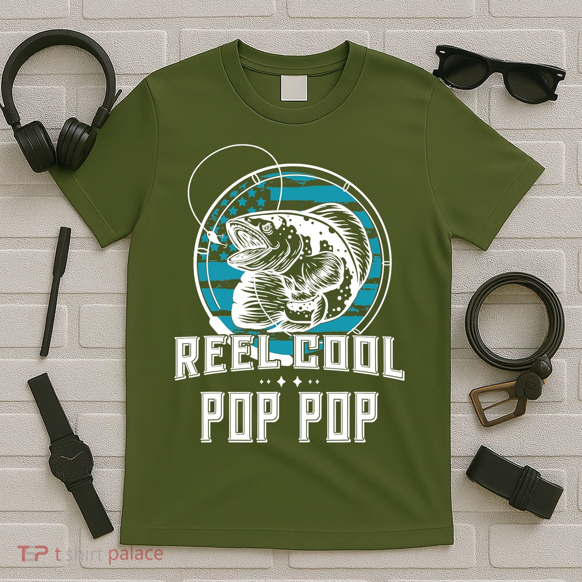 Fathers Day Tee Reel Cool Pop Pop Fishing T-Shirt