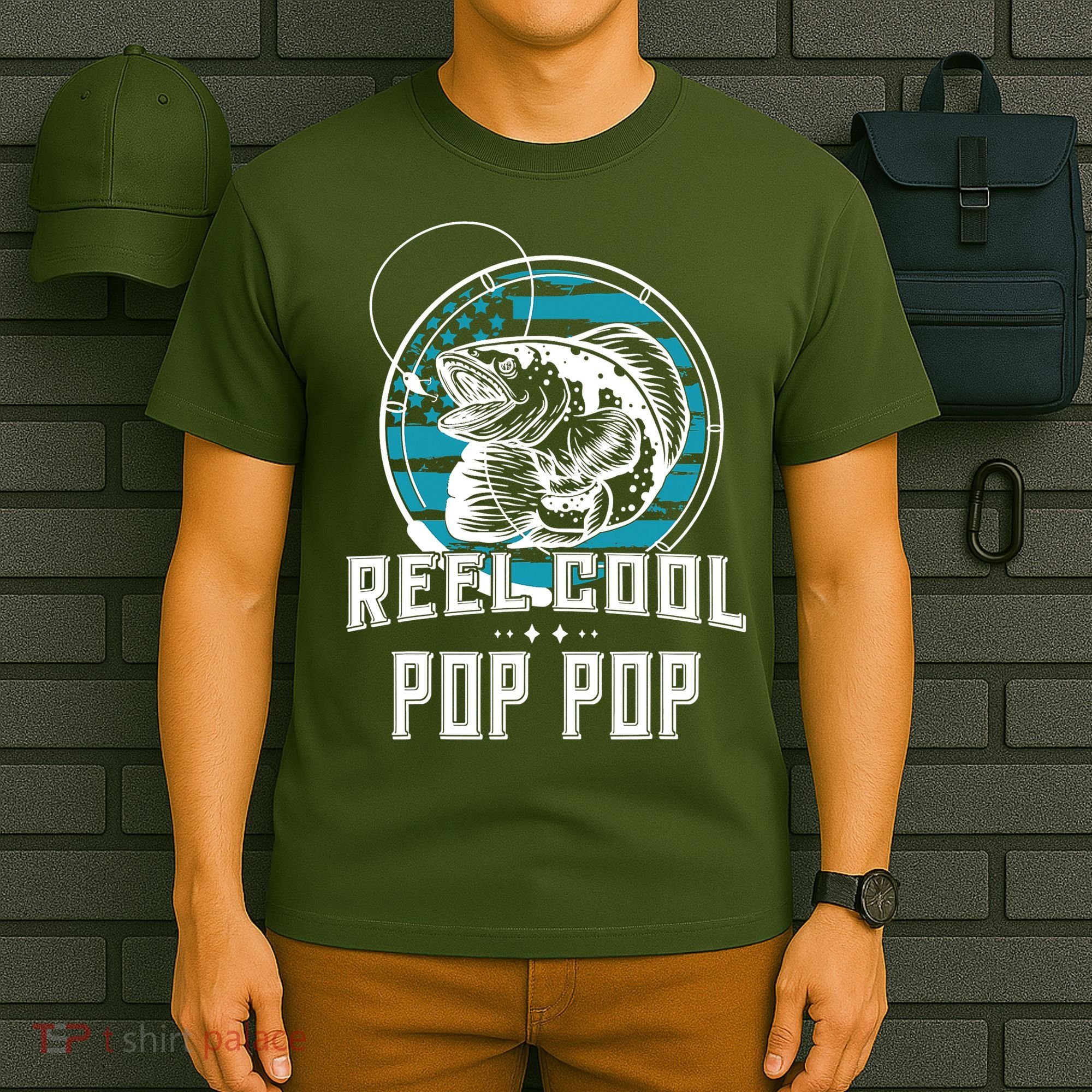 Fathers Day Tee Reel Cool Pop Pop Fishing T-Shirt