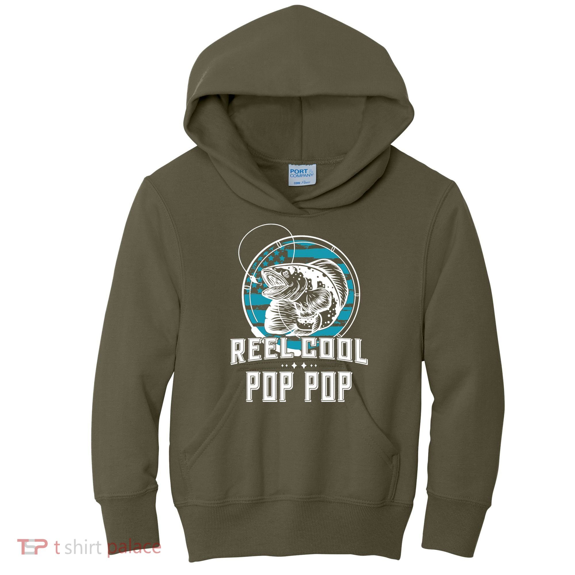 Fathers Day Tee Reel Cool Pop Pop Fishing Kids Hoodie