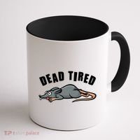 Funny Dead Tired Dead Rat Mouse Coffee Mug thumb 1