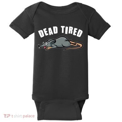 Funny Dead Tired Dead Rat Mouse Baby Bodysuit