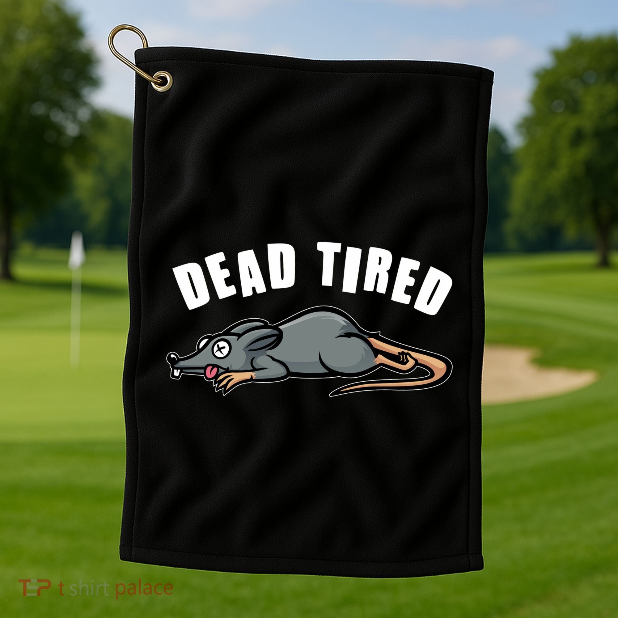 Funny Dead Tired Dead Rat Mouse Golf Towel