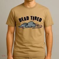 Funny Dead Tired Dead Rat Mouse T-Shirt thumb 3