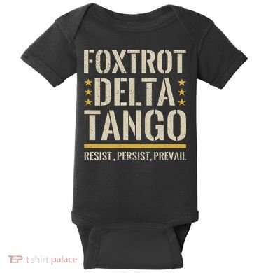 Foxtrots Deltas Tangos Resist Camo Camouflage Parks Hunting Baby Bodysuit