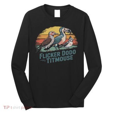 Flicker Dodo Titmouse Funny Retro Bird Lovers Design Long Sleeve Shirt