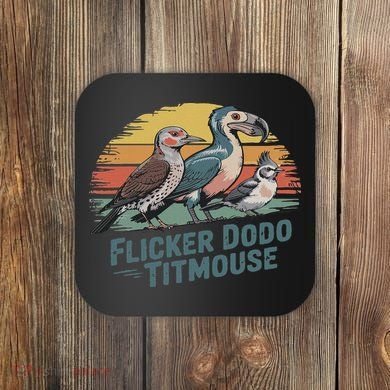Flicker Dodo Titmouse Funny Retro Bird Lovers Design Coaster