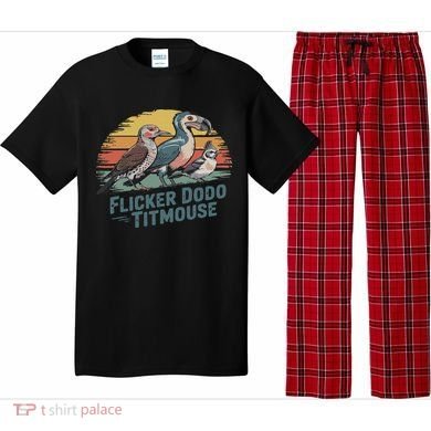 Flicker Dodo Titmouse Funny Retro Bird Lovers Design Pajama Set