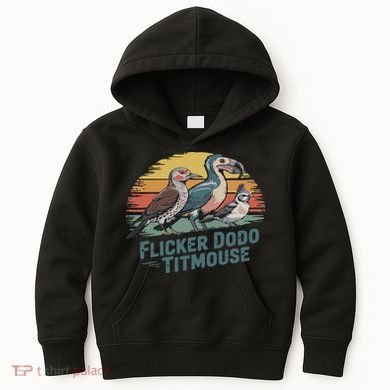 Flicker Dodo Titmouse Funny Retro Bird Lovers Design Kids Hoodie