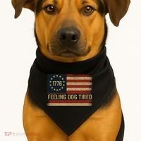 Feeling Dog Tired Fdt Anti Trump USA-Made Doggie Bandana thumb 1