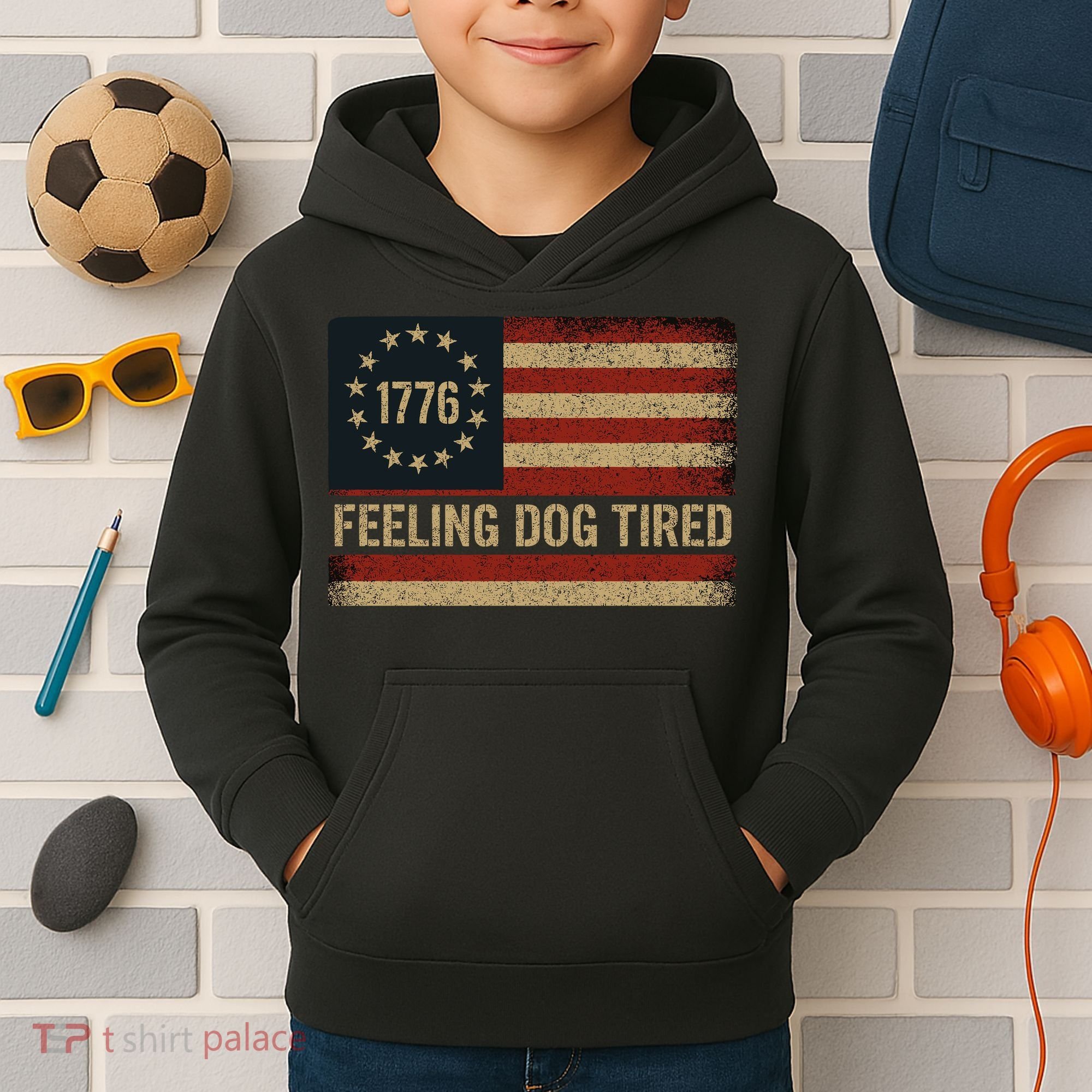 Feeling Dog Tired Fdt Anti Trump Kids Hoodie