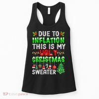 Funny Due To Inflation Ugly Christmas Sweaters Xmas Holiday Women's Tank Top thumb 0