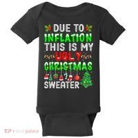 Funny Due To Inflation Ugly Christmas Sweaters Xmas Holiday Baby Bodysuit thumb 0