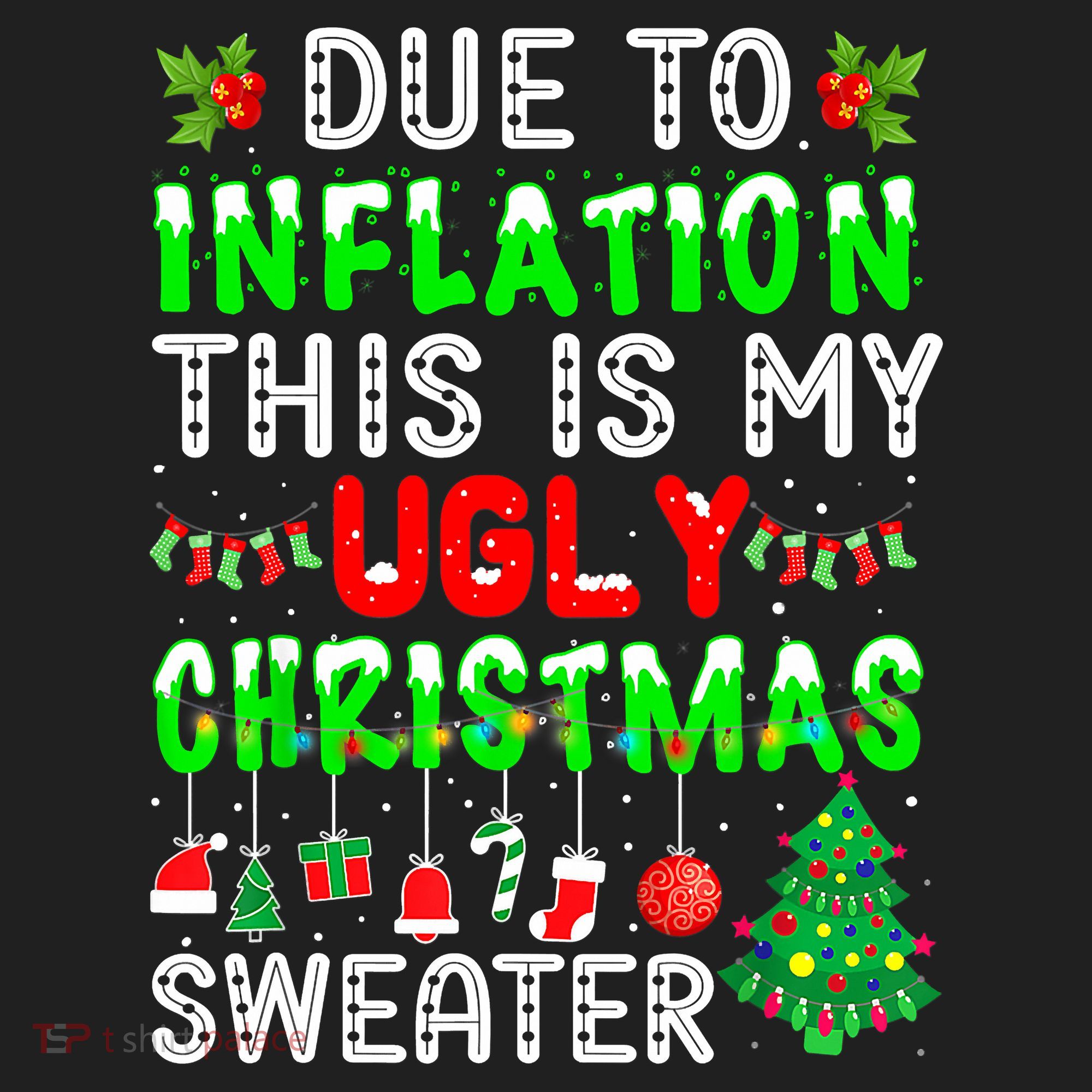 Funny Due To Inflation Ugly Christmas Sweaters Xmas Holiday Hat