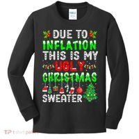 Funny Due To Inflation Ugly Christmas Sweaters Xmas Holiday Kids Long Sleeve Shirt thumb 0