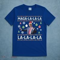 Funny Donald Trump Ugly Christmas Maga La La La Gift T-Shirt thumb 5