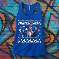 Funny Donald Trump Ugly Christmas Maga La La La Gift Women's Tank Top thumb 3
