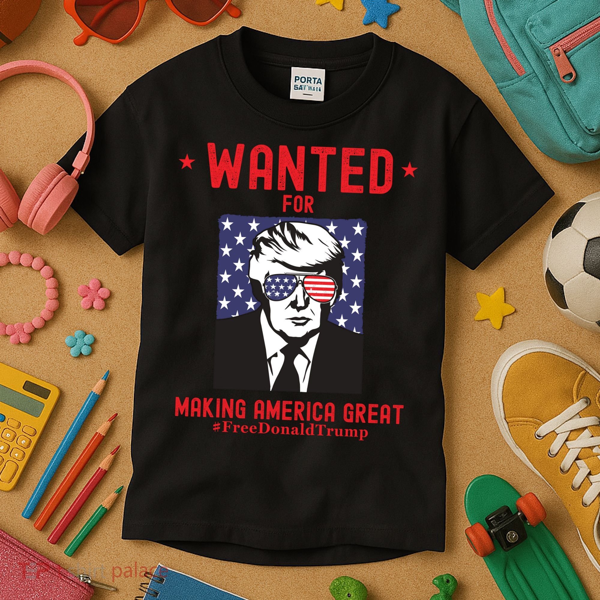 Free Donald Trump MAGA Conservative Republican Kids T-Shirt