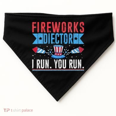 Firework Director Technician I Run You Run 4th Of July USA-Made Doggie Bandana