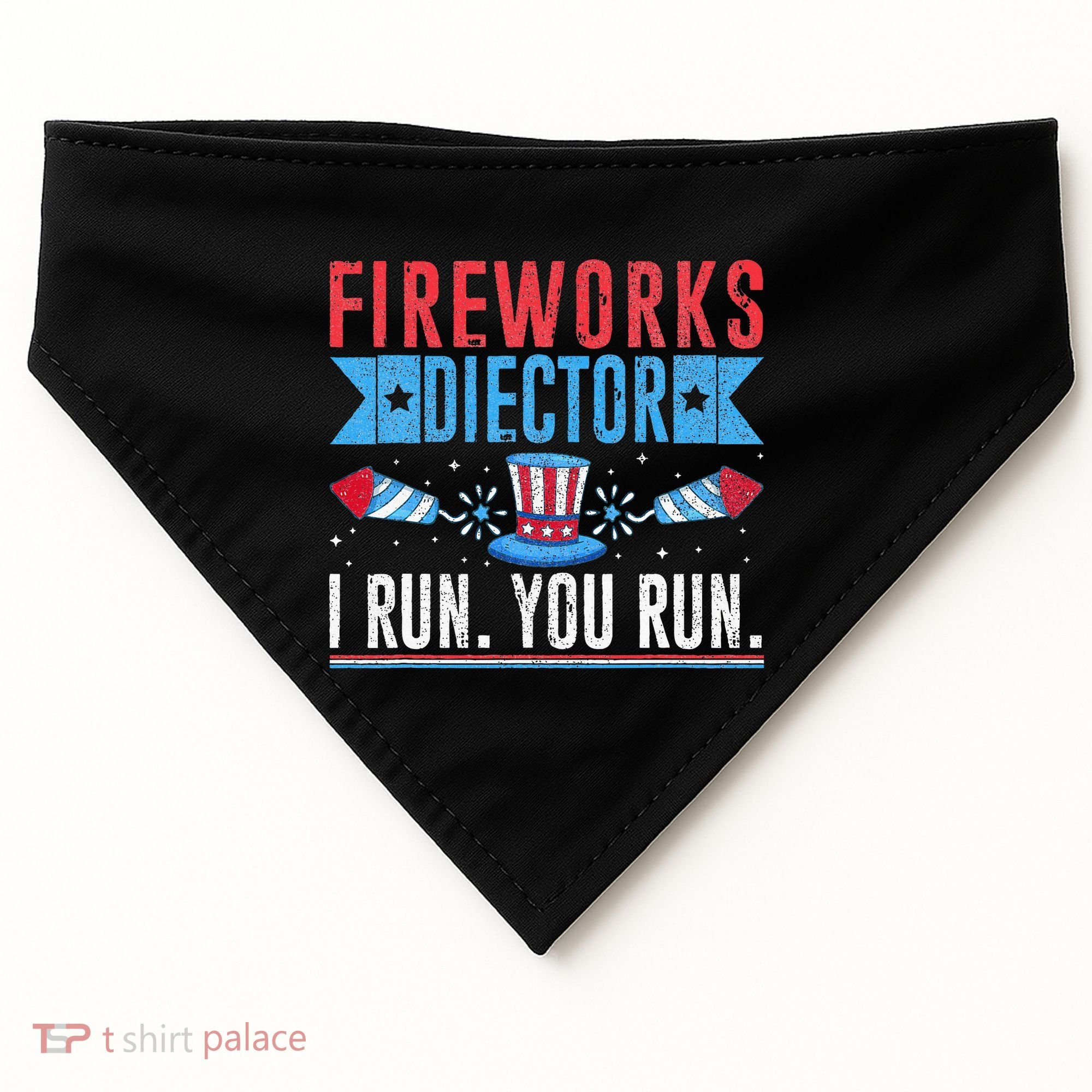 Firework Director Technician I Run You Run 4th Of July USA-Made Doggie Bandana
