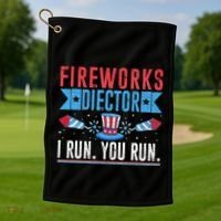 Firework Director Technician I Run You Run 4th Of July Golf Towel thumb 1