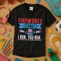 Firework Director Technician I Run You Run 4th Of July Kids T-Shirt thumb 3