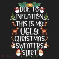 Funny Due To Inflation This Is My Ugly Christmas Sweaters Shirt Beanie thumb 2
