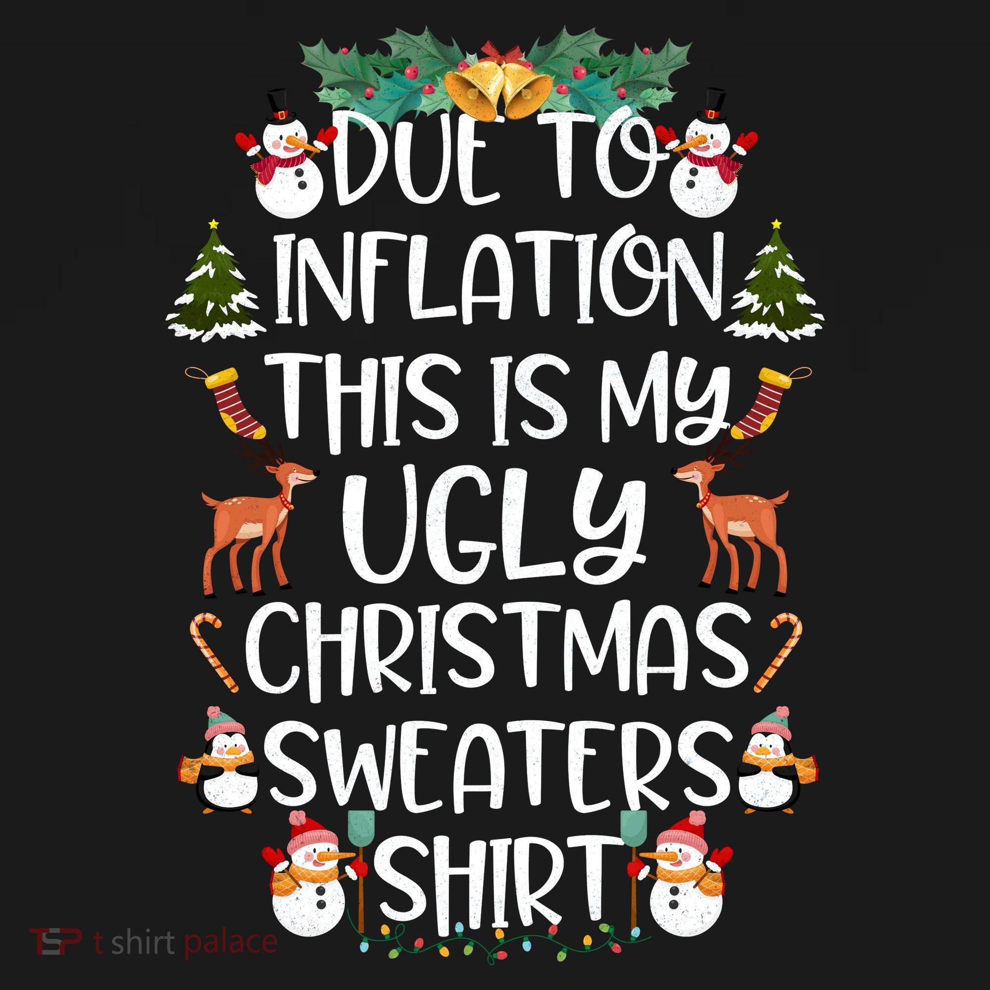 Funny Due To Inflation This Is My Ugly Christmas Sweaters Shirt Women's Hoodie
