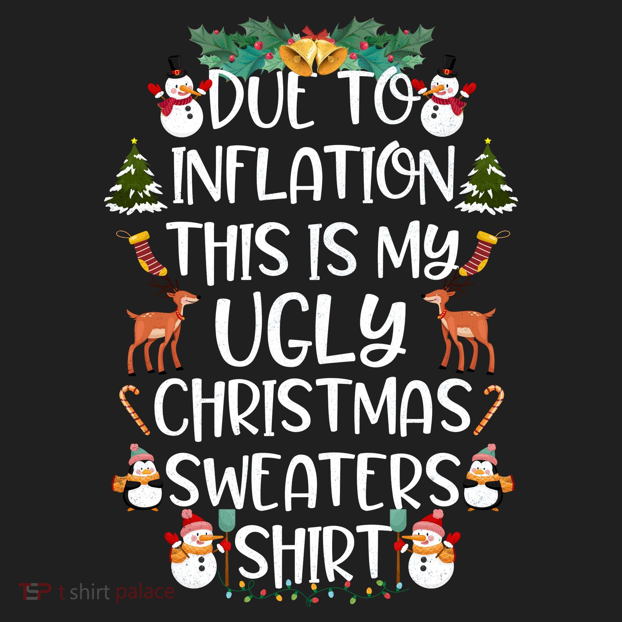 Funny Due To Inflation This Is My Ugly Christmas Sweaters Shirt Golf Towel