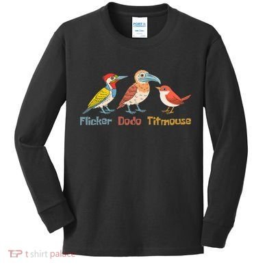 Flicker Dodo Titmouse Bird Lover Nature Lover Kids Long Sleeve Shirt