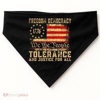 Freedom Democracy Tolerance And Justice For All Hands Off USA-Made Doggie Bandana thumb 0