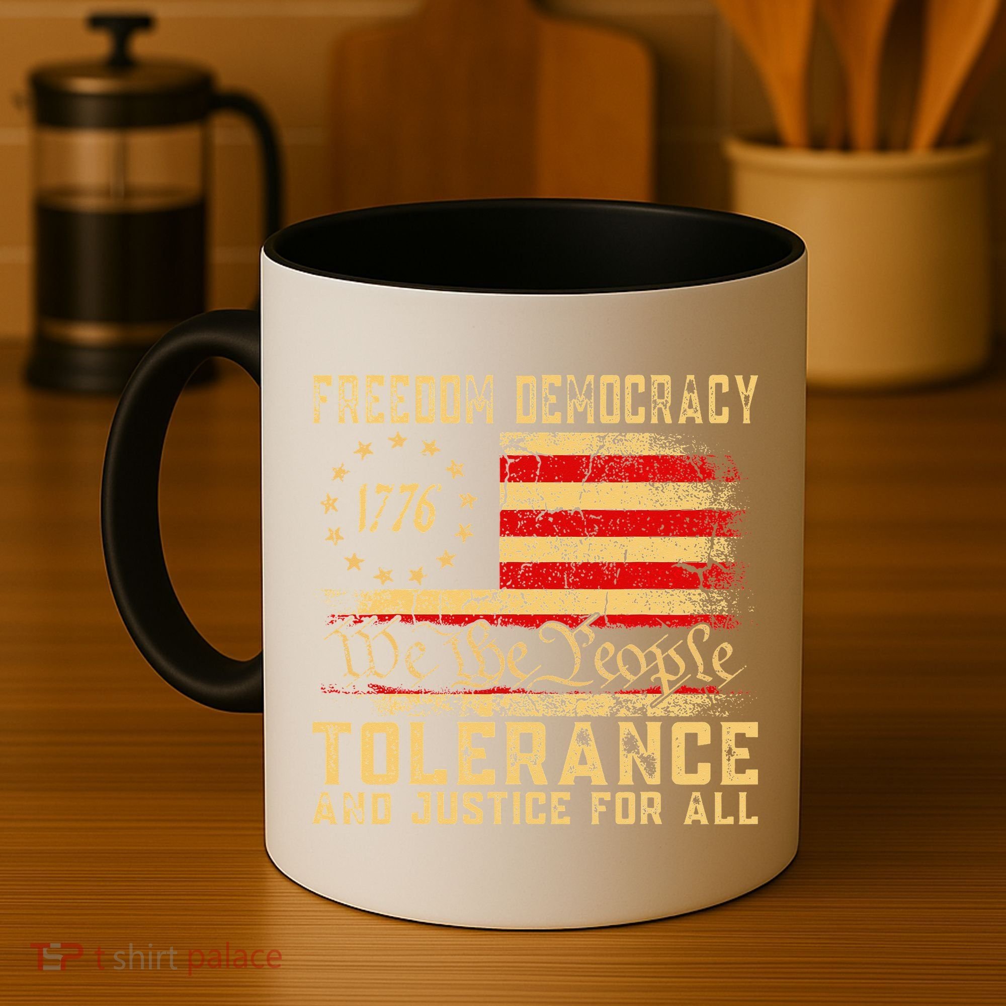 Freedom Democracy Tolerance And Justice For All Hands Off Coffee Mug