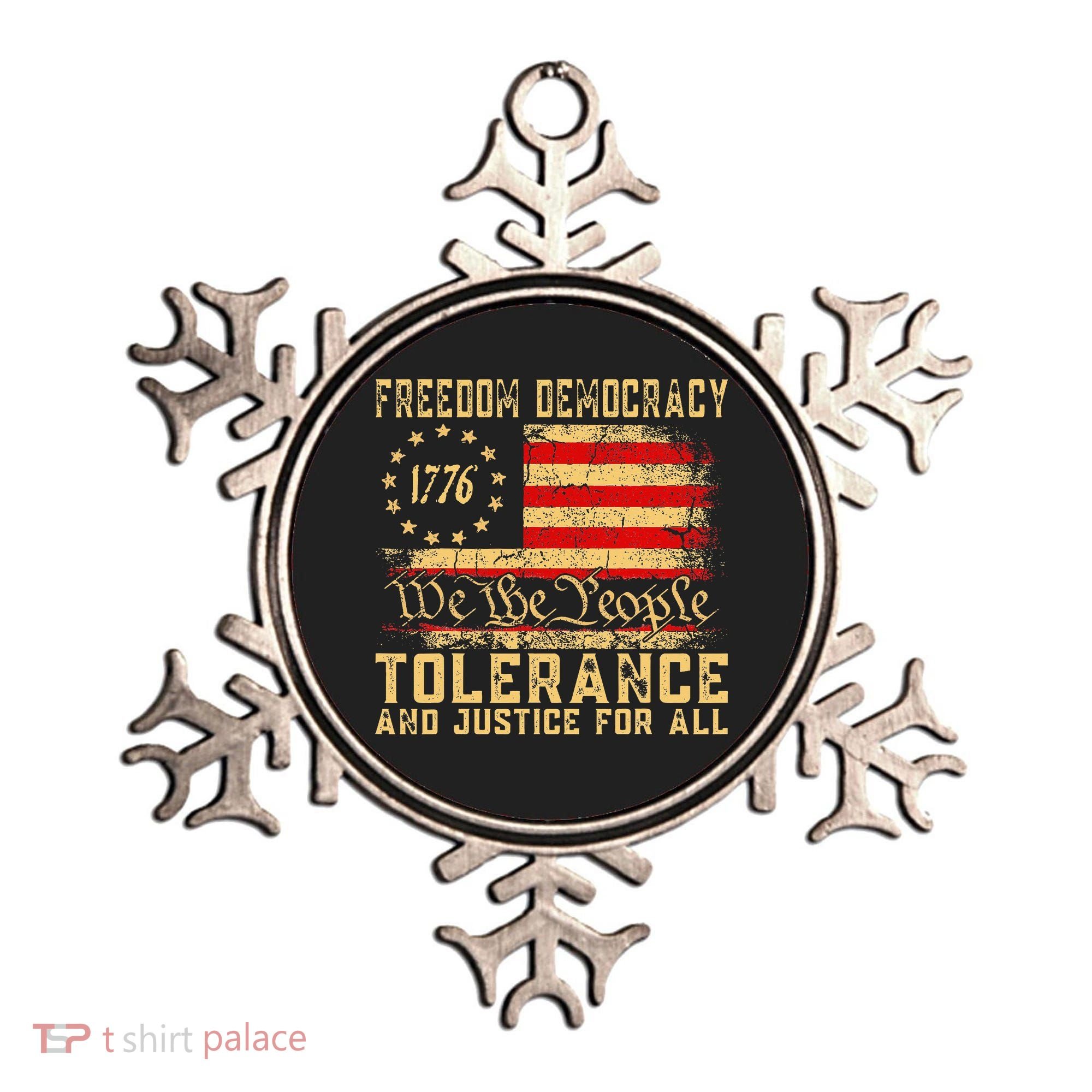 Freedom Democracy Tolerance And Justice For All Hands Off Ornament