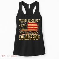 Freedom Democracy Tolerance And Justice For All Hands Off Women's Tank Top thumb 0
